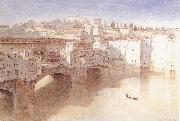 Albert goodwin,r.w.s Ponte Vecchio Florence painting